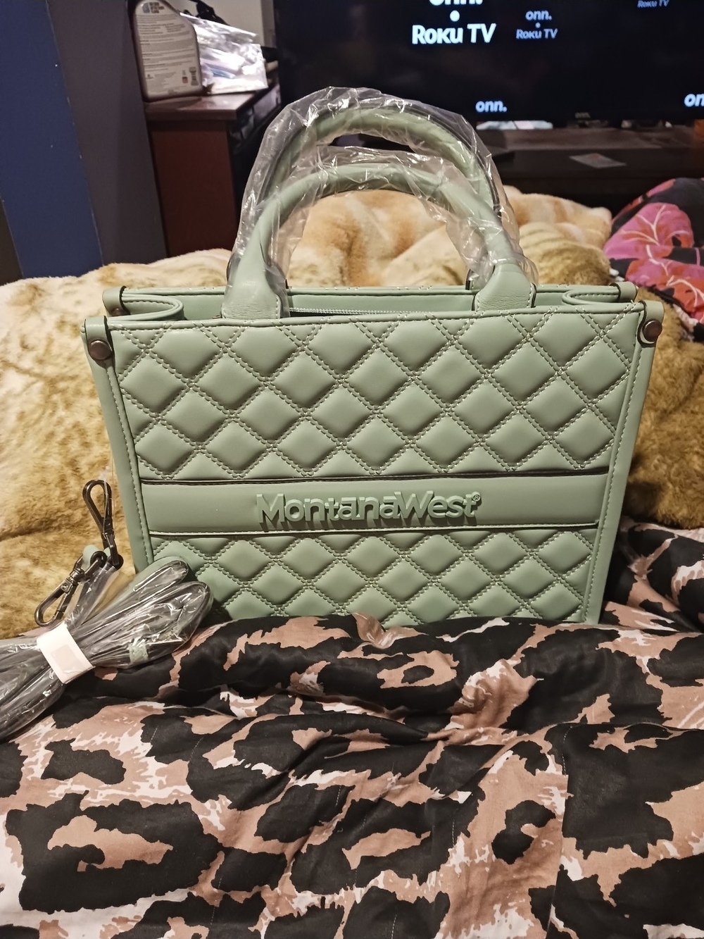 Montana West Mint Green Quilted Satchel Handbag